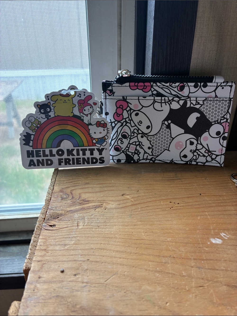 Sanrio Hello Kitty & Friends Black White Card Holder with Pink Accents